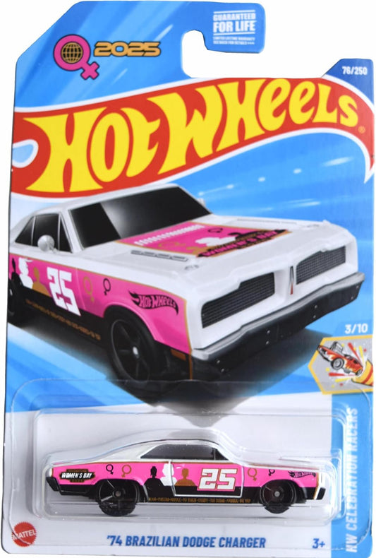Hot Wheels '74 Brazilian Dodge Charger, HW Celebration Racers 3/10 [Pink/White] 76/250