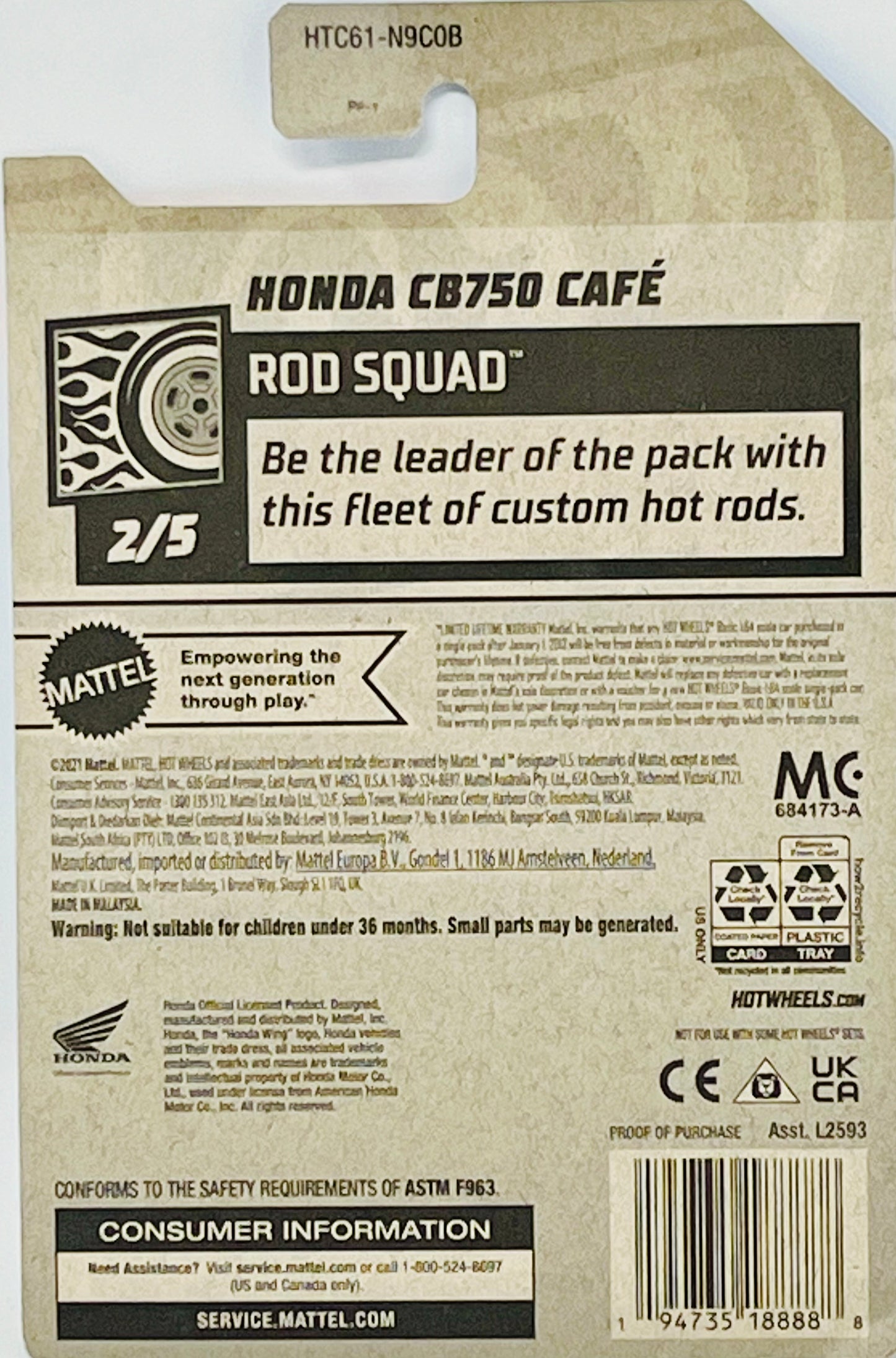 Hot Wheels Honda CB750 Cafe Green Rod Squad 2/5