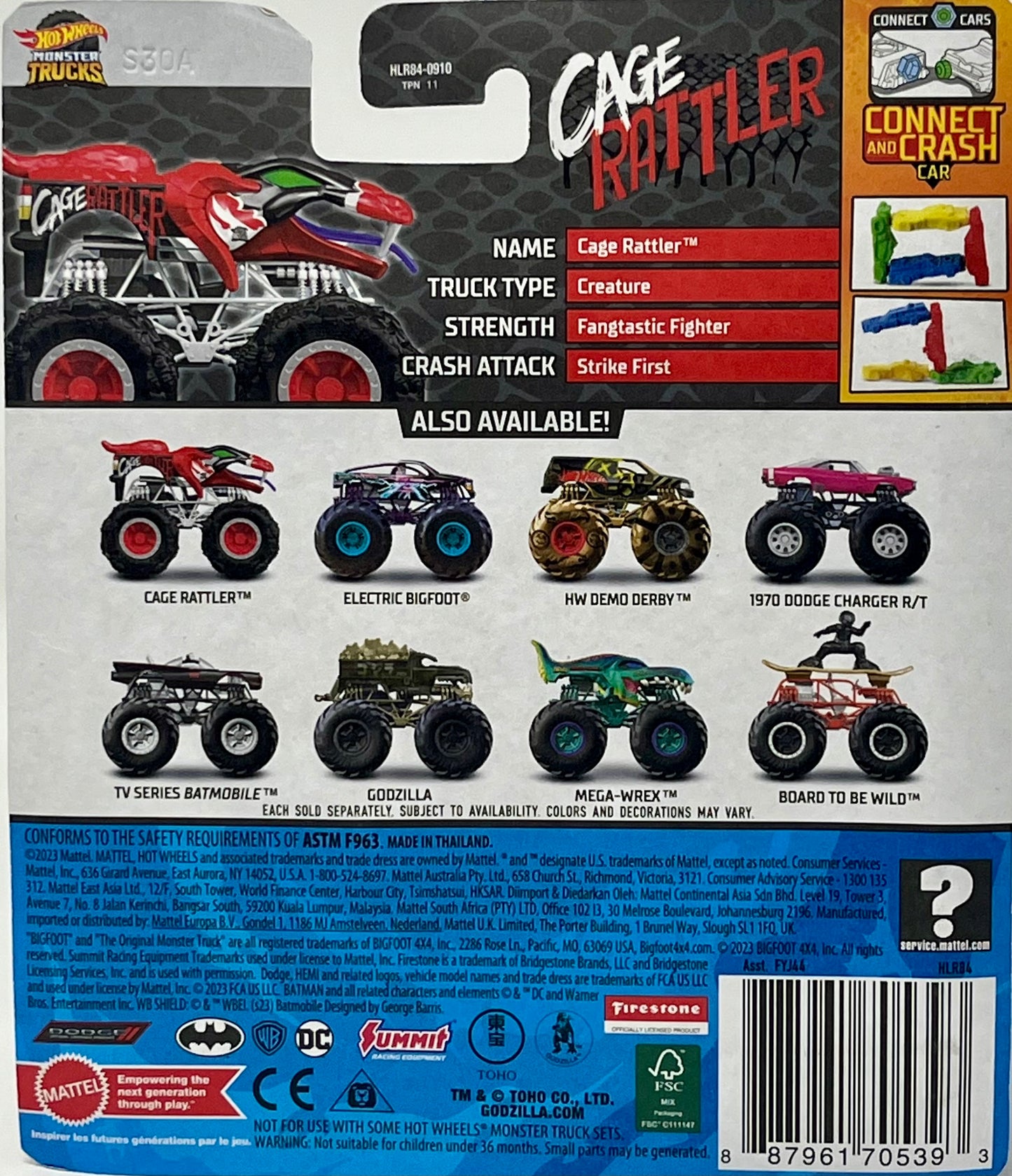 Hot Wheels Monster Trucks Cage Rattler Beast Bashers 6/7