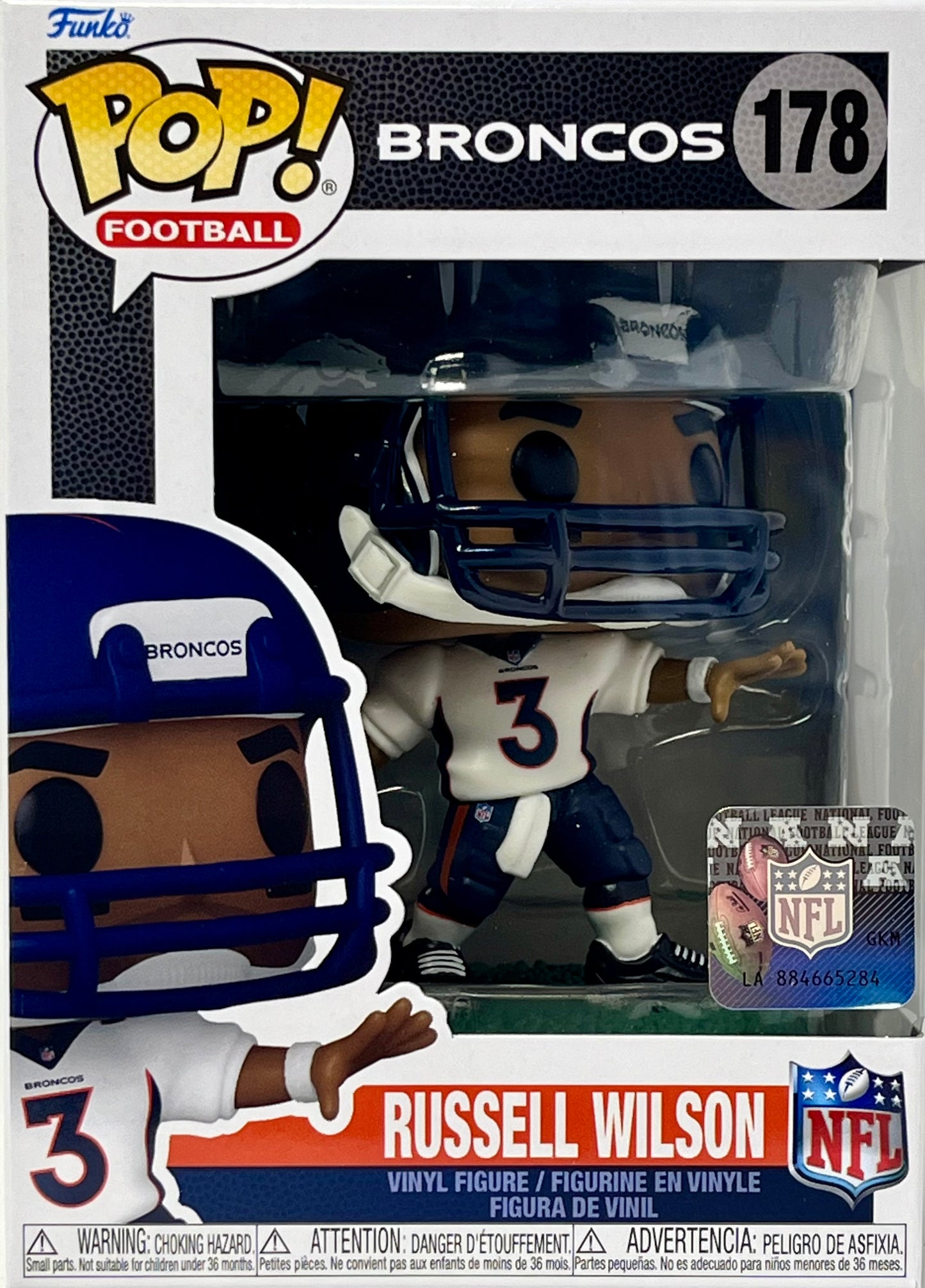Funko Pop NFL Denver Broncos Russell Wilson PopShield W/Protector NFL Certified