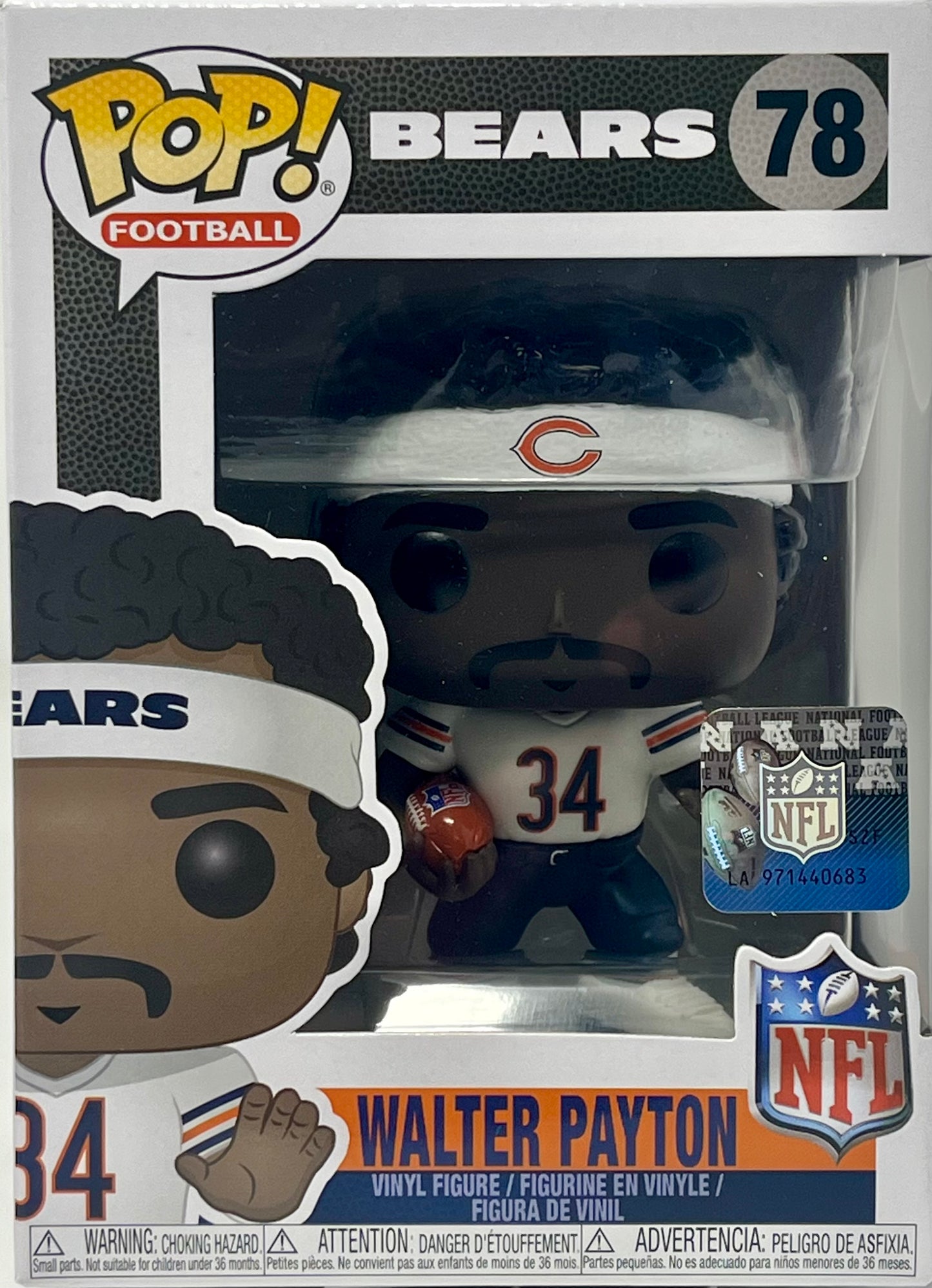 Funko POP! NFL Legends WALTER PAYTON Chicago Bears Figure #78 w/ Protector
