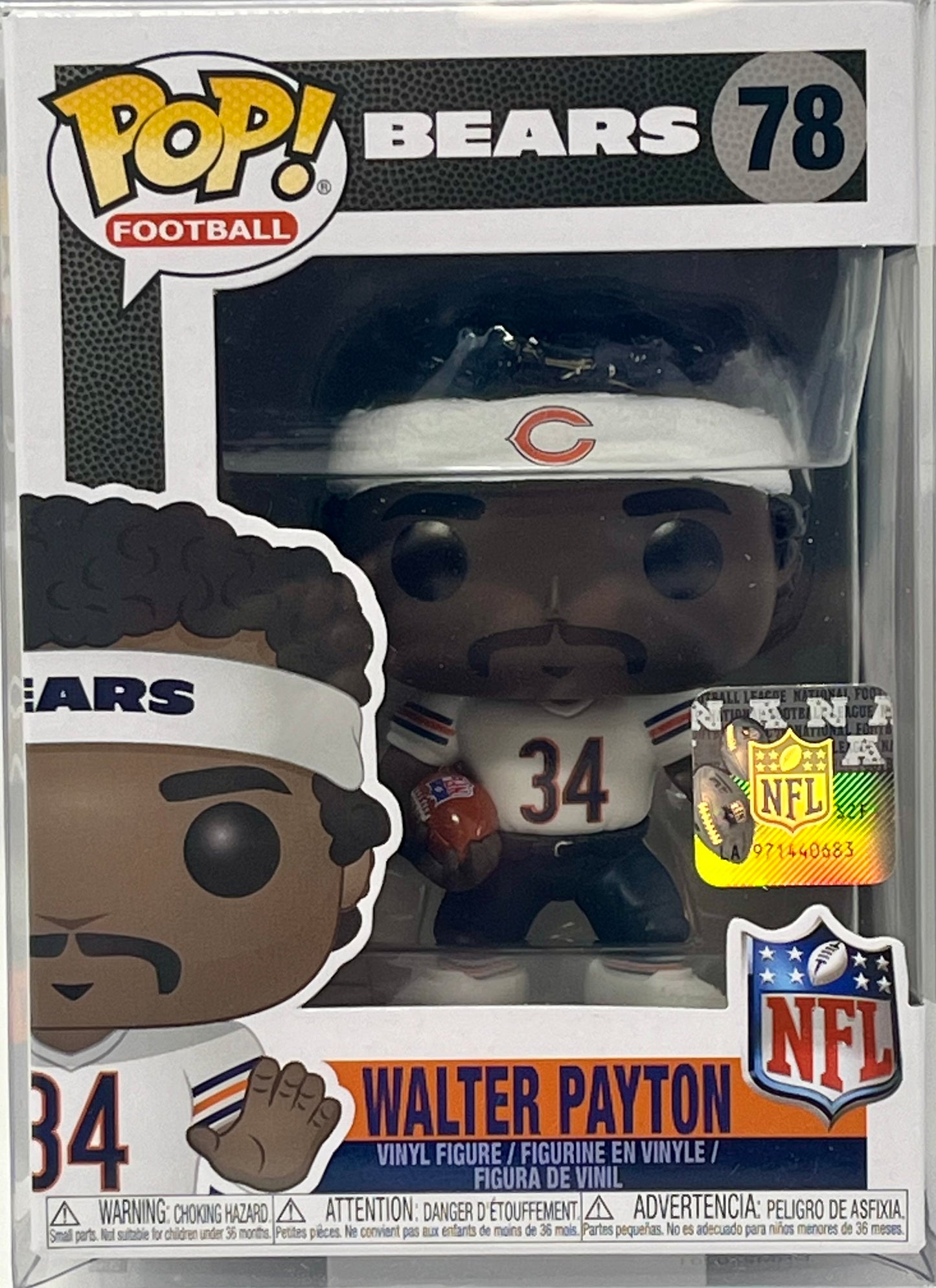 Funko POP! NFL Legends WALTER PAYTON Chicago Bears Figure #78 w/ Protector