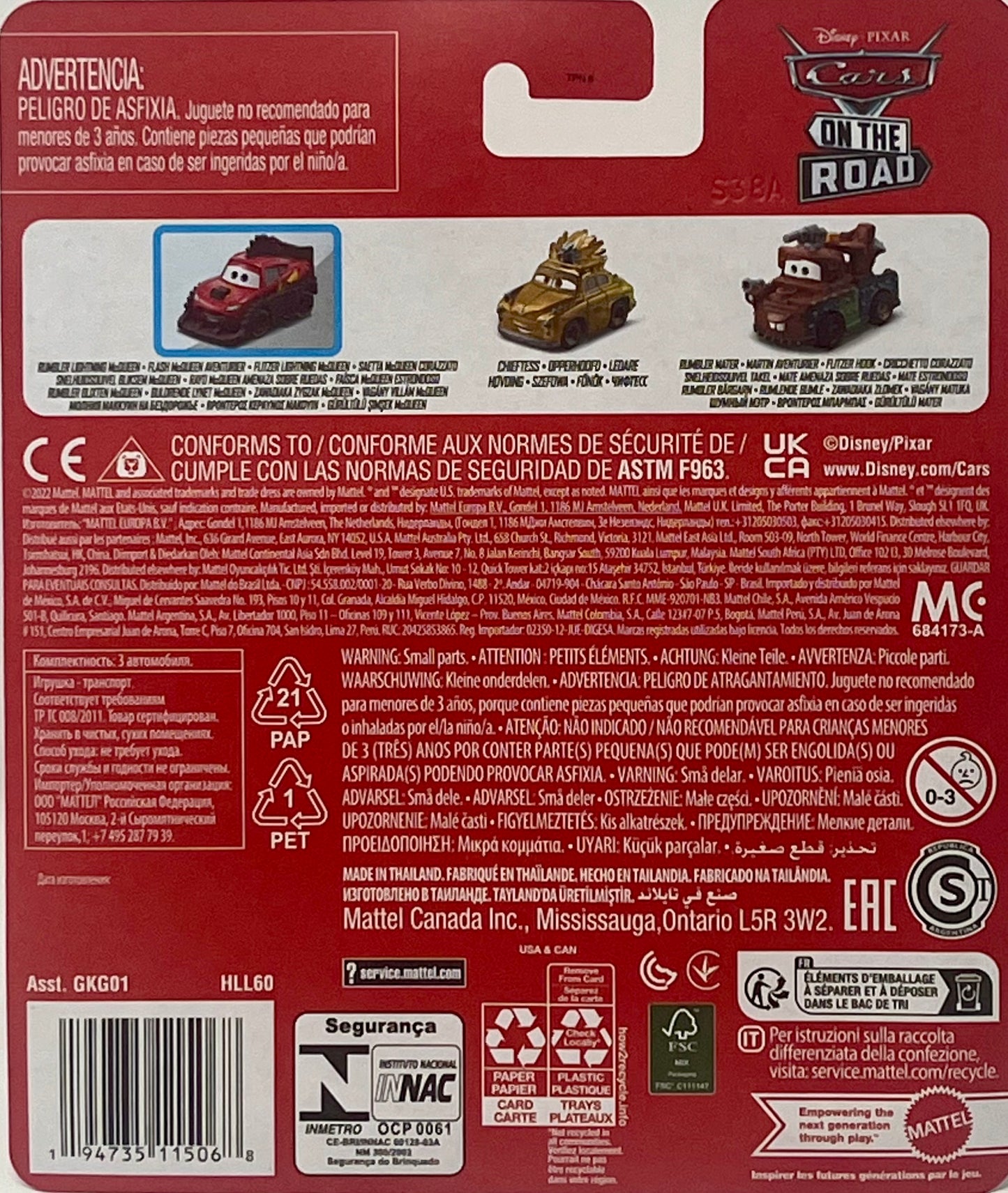 Disney Pixar Cars Mini Racers Rumbler Lightning McQueen Chieftess Mater