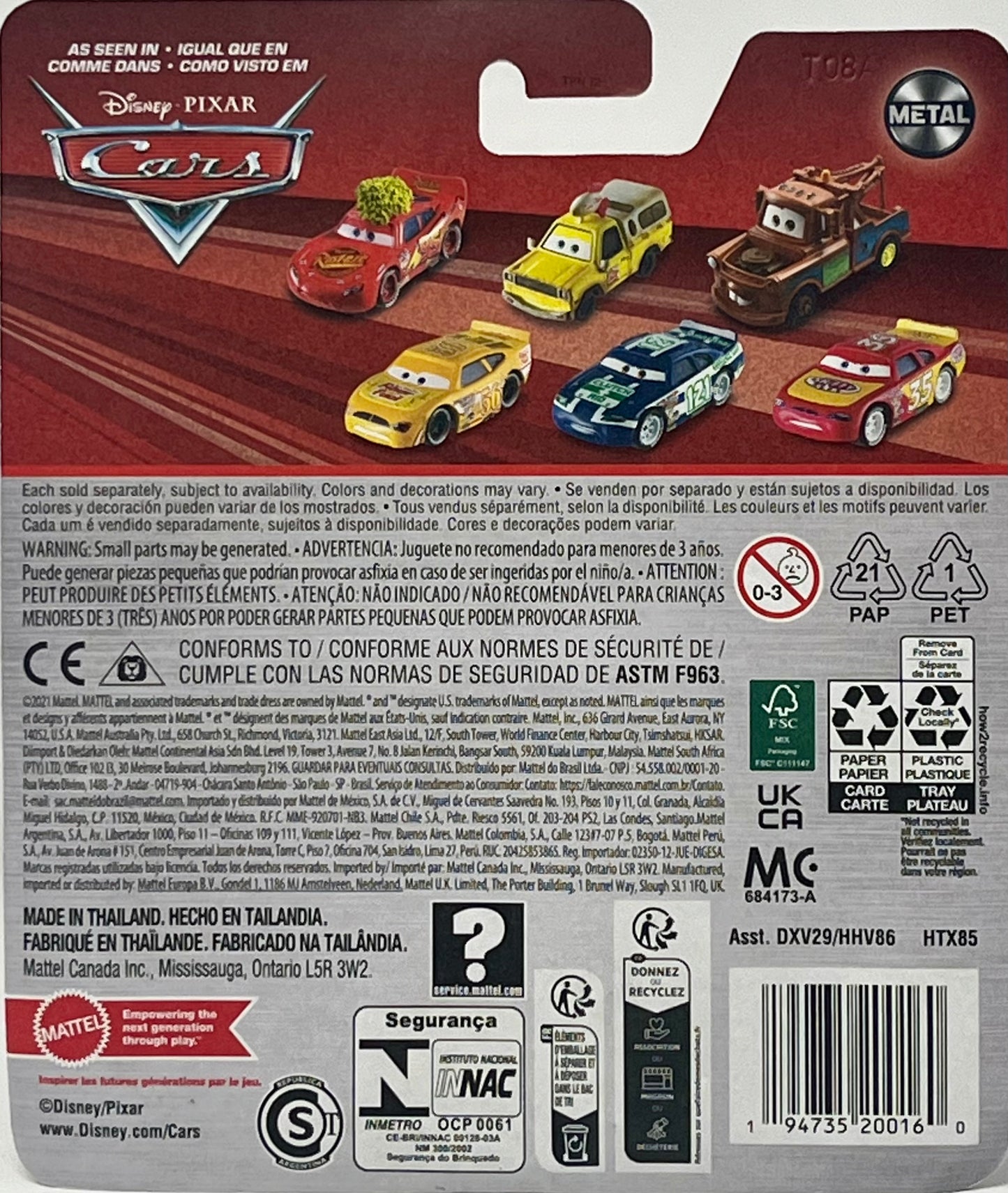 Disney Pixar Cars Cactus Lightning McQueen Metal