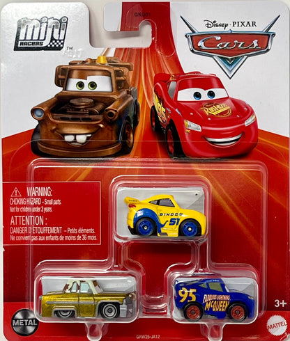 Disney Pixar Cars Mini Racers 3 Pack TEX, Fabulous Lightning & Cruz