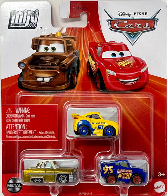 Disney Pixar Cars Mini Racers 3 Pack TEX, Fabulous Lightning & Cruz