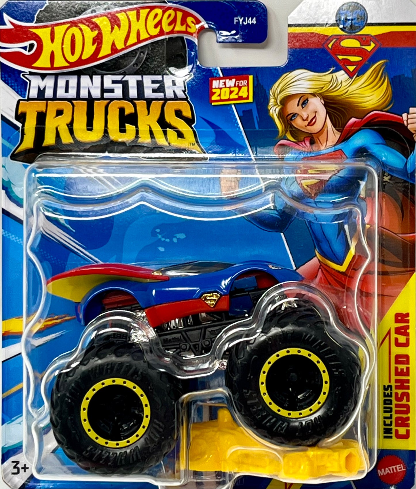 Hot Wheels Monster Trucks SUPER GIRL 1:64 Truck w Crushed Car