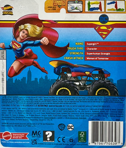 Hot Wheels Monster Trucks SUPER GIRL 1:64 Truck w Crushed Car
