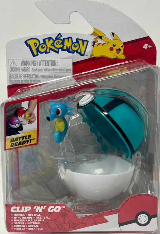 Pokemon Clip 'N' Go Horsea includes 2” Battle Figure and Net Ball