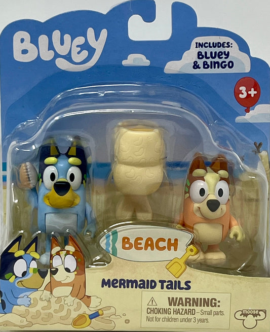 Bluey Beach Mermaid Tails Figure Pack Bluey & Bingo