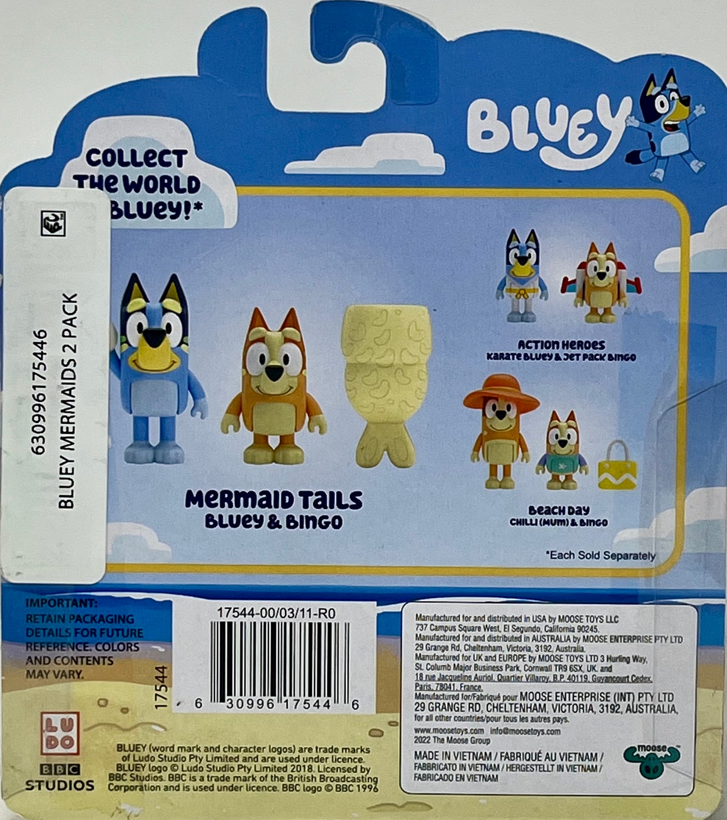 Bluey Beach Mermaid Tails Figure Pack Bluey & Bingo