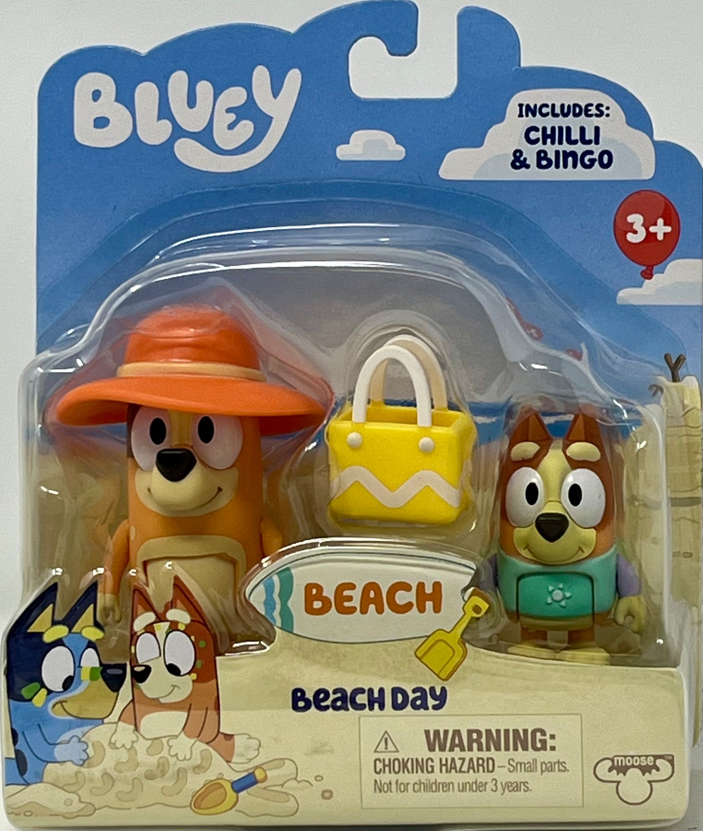 Bluey Beach Chilli & Bingo "Beach Day" Figurine Toy Set