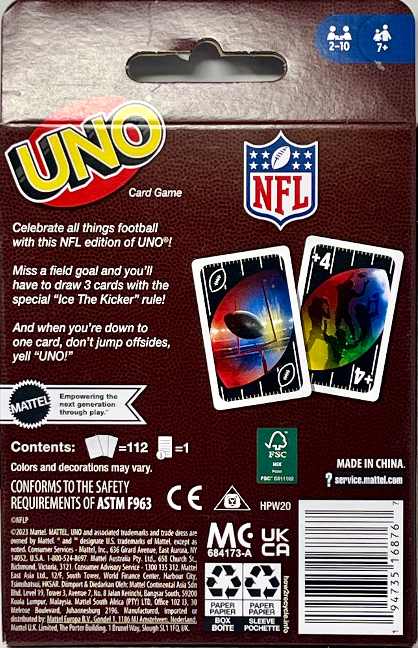 UNO NFL Special Edition Card Game Includes All 32 Teams & Special Rule!