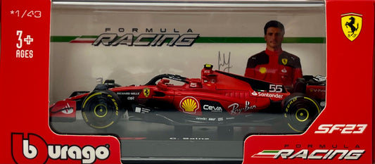 Bburago Formula Racing Ferrari SF-23 #55 Carlos Sainz 1/43 Scale