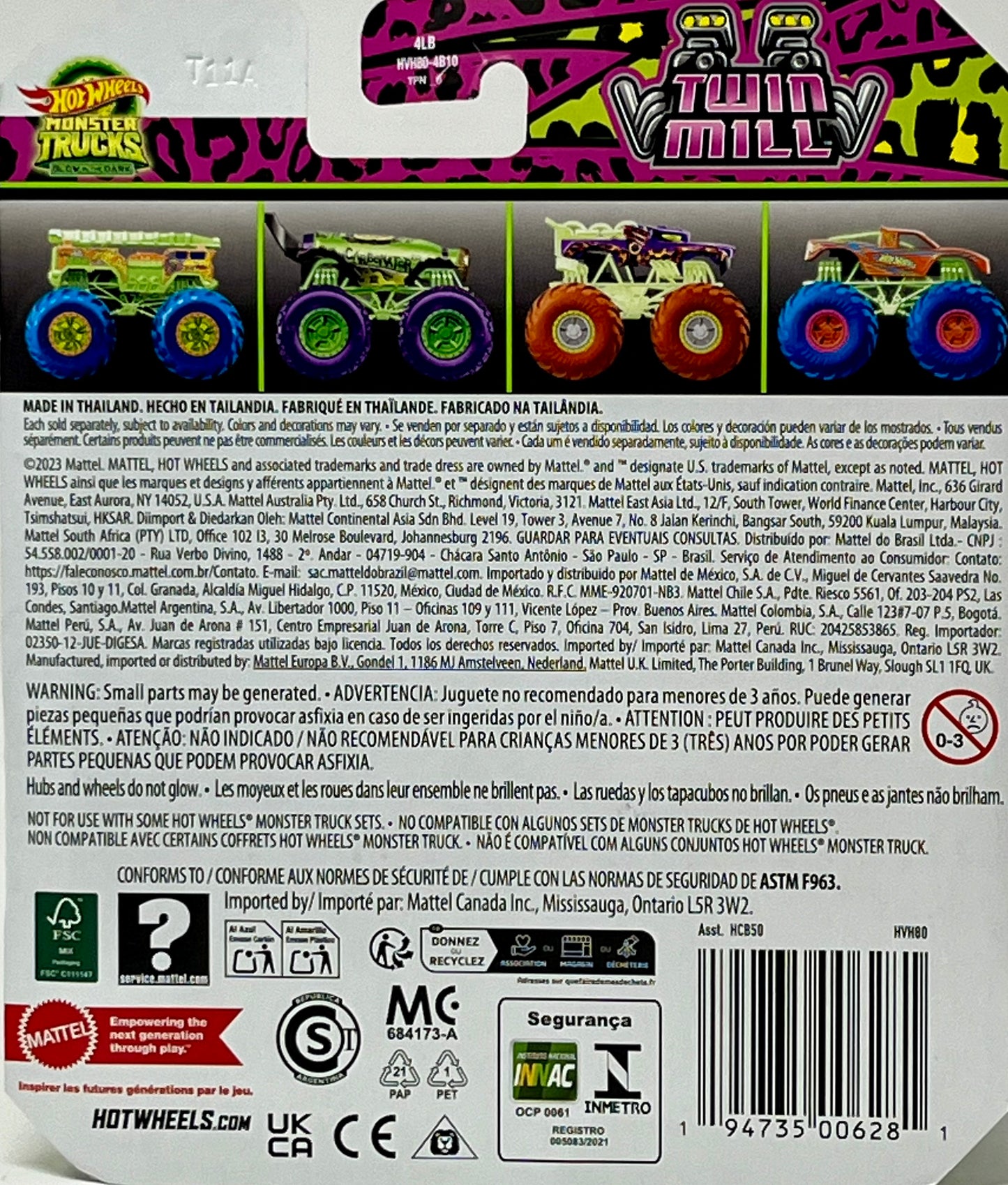 Hot Wheels Monster Truck Twin Mill 1:64 Glow in the Dark