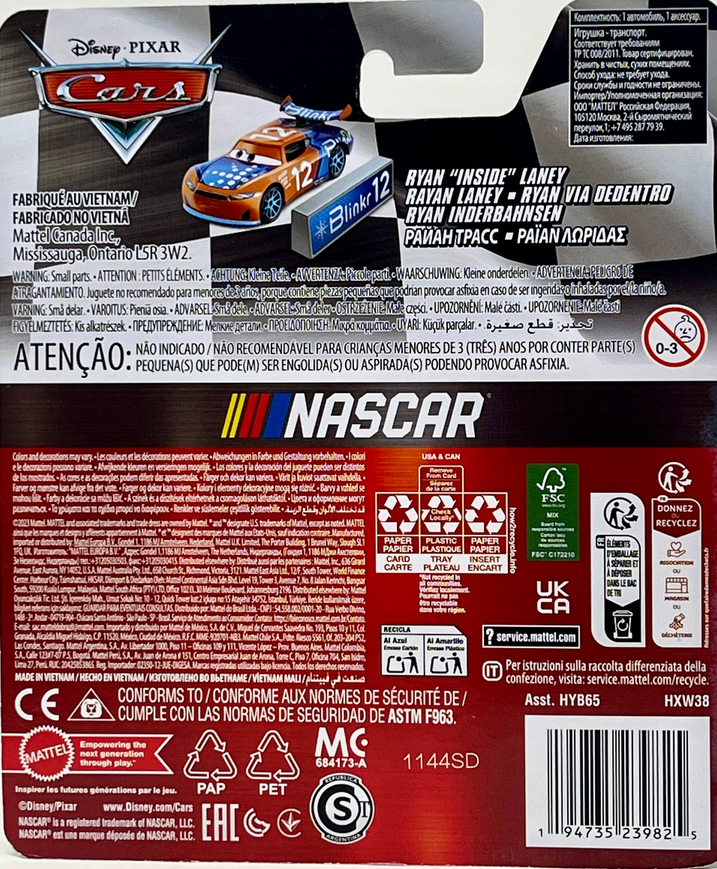 Disney Pixar Cars NASCAR Ryan “Inside” Laney Blinkr #12 Diecast