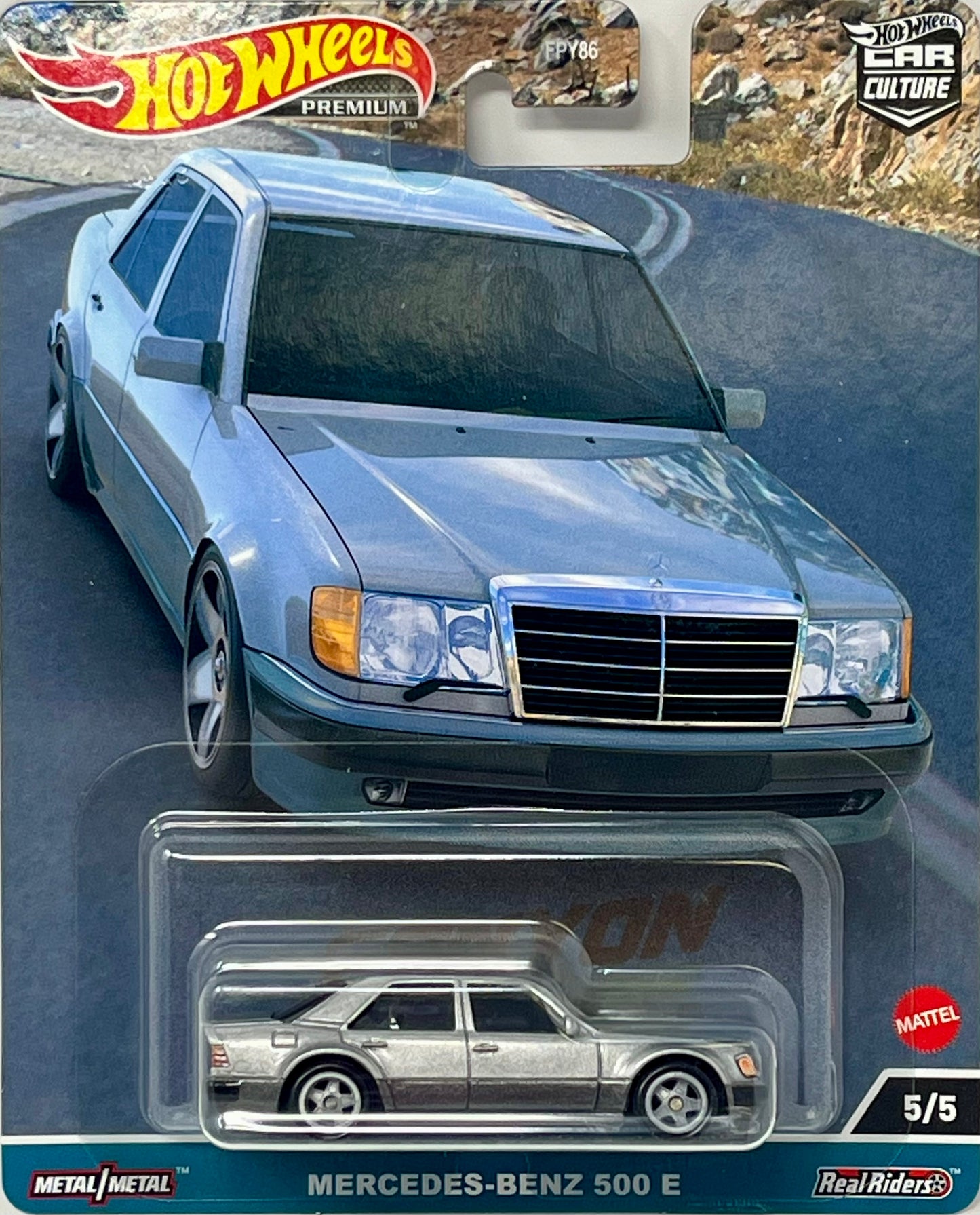 Hot Wheels Mercedes Benz 500 E, Canyon Warriors Car Culture 5/5 [Silver/Gray]