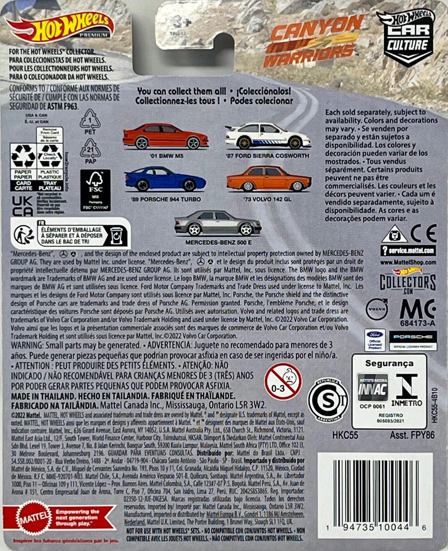 Hot Wheels Mercedes Benz 500 E, Canyon Warriors Car Culture 5/5 [Silver/Gray]