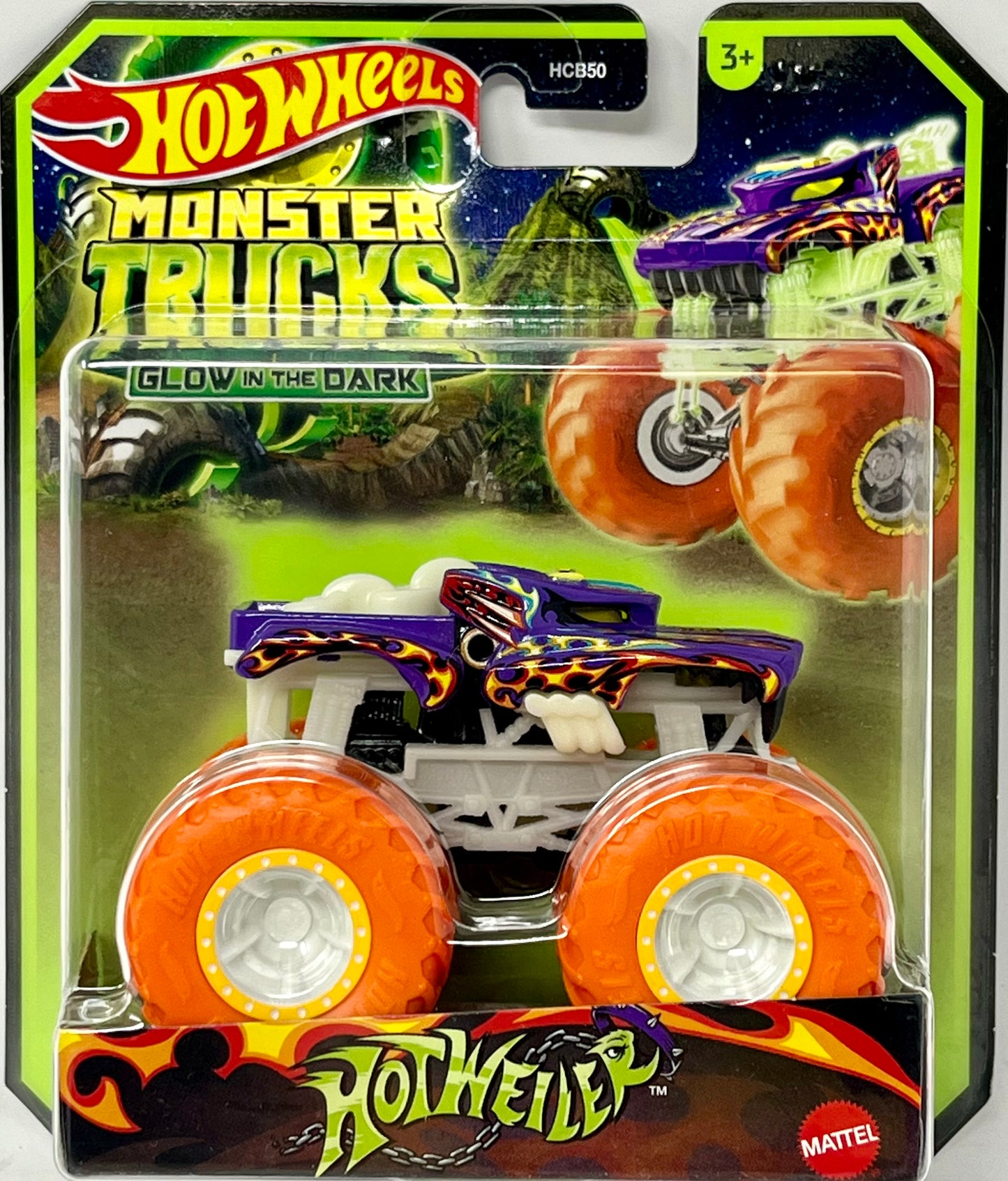 Hot Wheels Monster Trucks Hotweiler Glow in The Dark 1:64 Scale Trucks