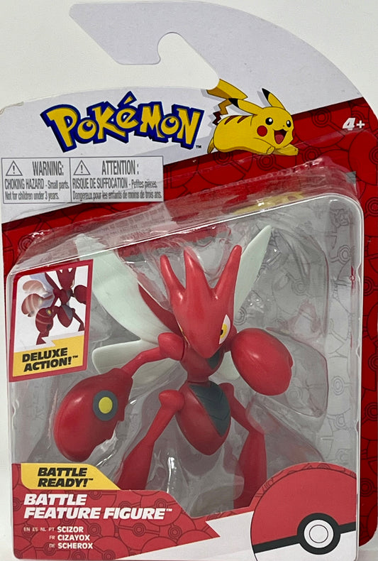 Pokemon SCIZOR Battle Feature Figure - 4.5-Inch Scizor Battle Figure with Slashing Pincer