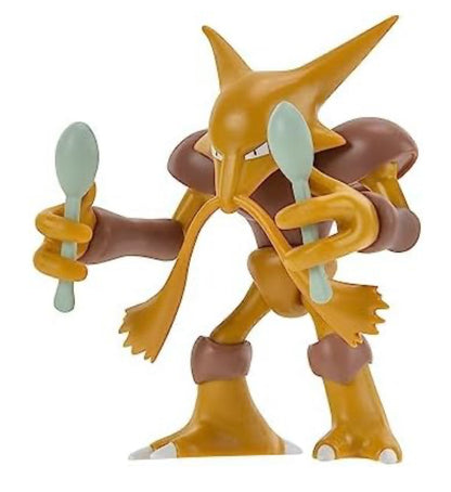 Pokemon Alakazam Battle Feature Figure - 4.5 inch Alakazam Battle Ready Figure with Psychic Blast Accessory