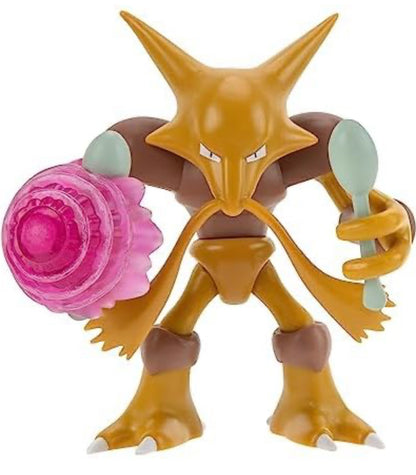 Pokemon Alakazam Battle Feature Figure - 4.5 inch Alakazam Battle Ready Figure with Psychic Blast Accessory