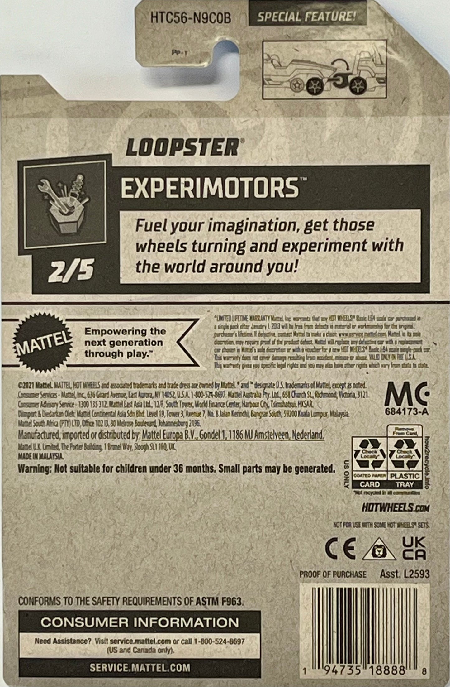 Hot Wheels Loopster, Experimotors 2/5 [White/handsup] 48/250