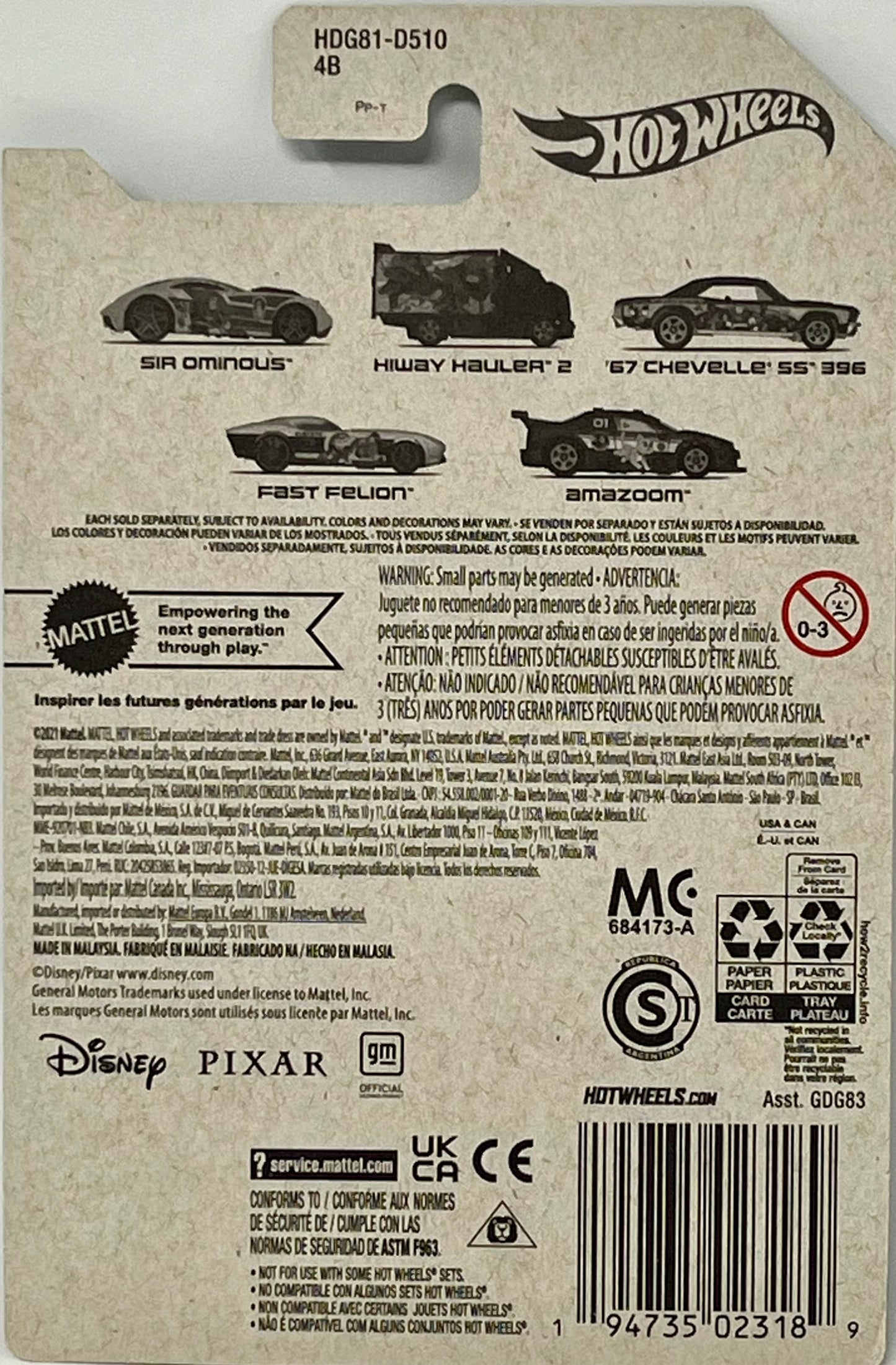 Hot Wheels Disney Pixar Lightyear Fast Felion Car