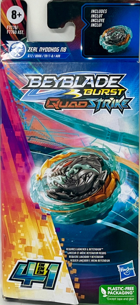 Beyblade Burst QuadStrike Zeal Nyddhog N8 Spinning Top Single Pack, Attack Type Battling Game Top, Toy for Kids Ages 8 and Up