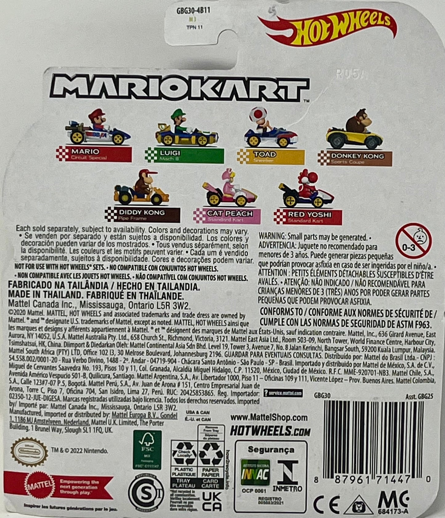 Hot Wheels Mario Kart Toad with Sneeker  1:64 Die-Cast Vehicle
