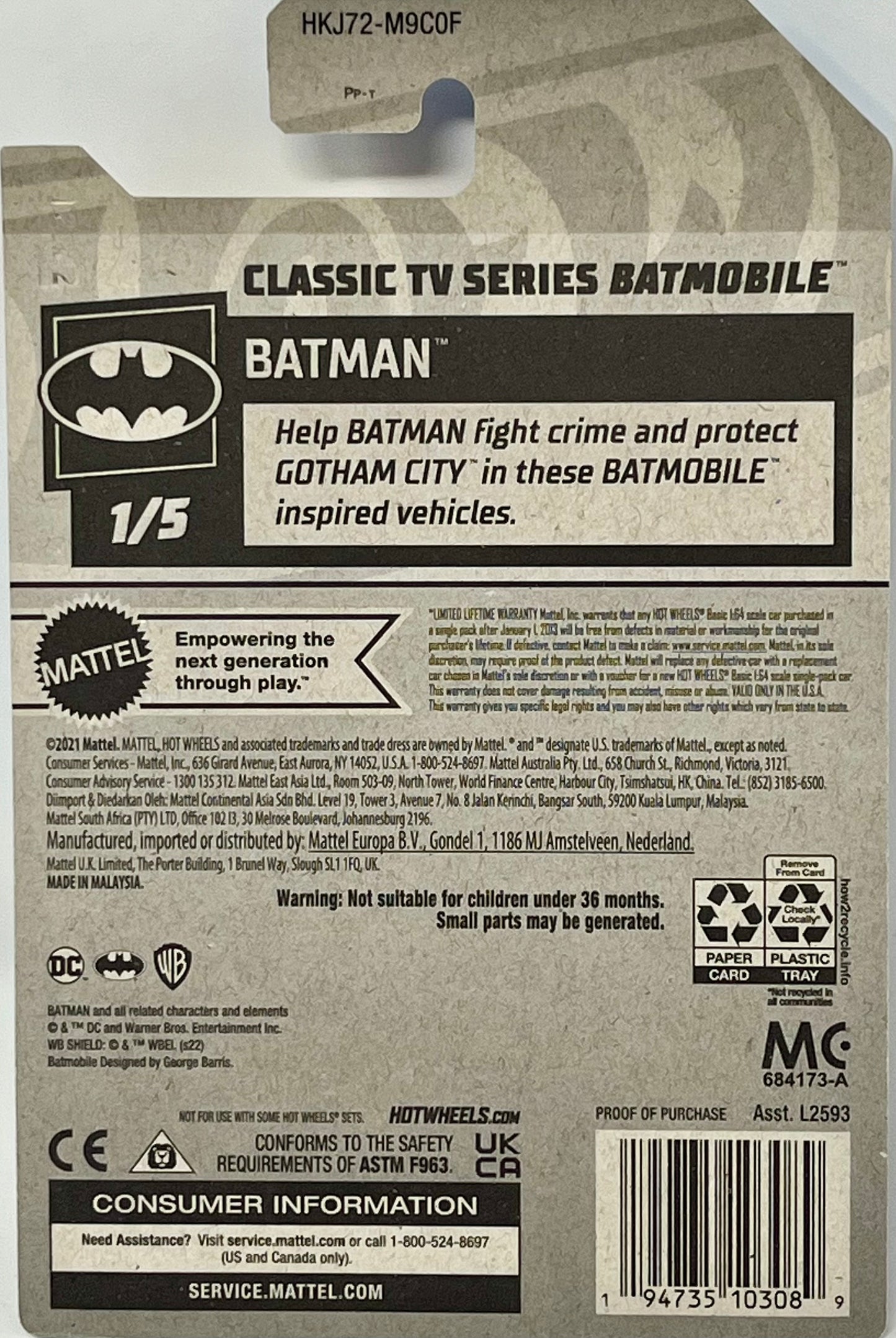 Hot Wheels Classic TV Series Batmobile, Batman 1/5 [Green] 3/250