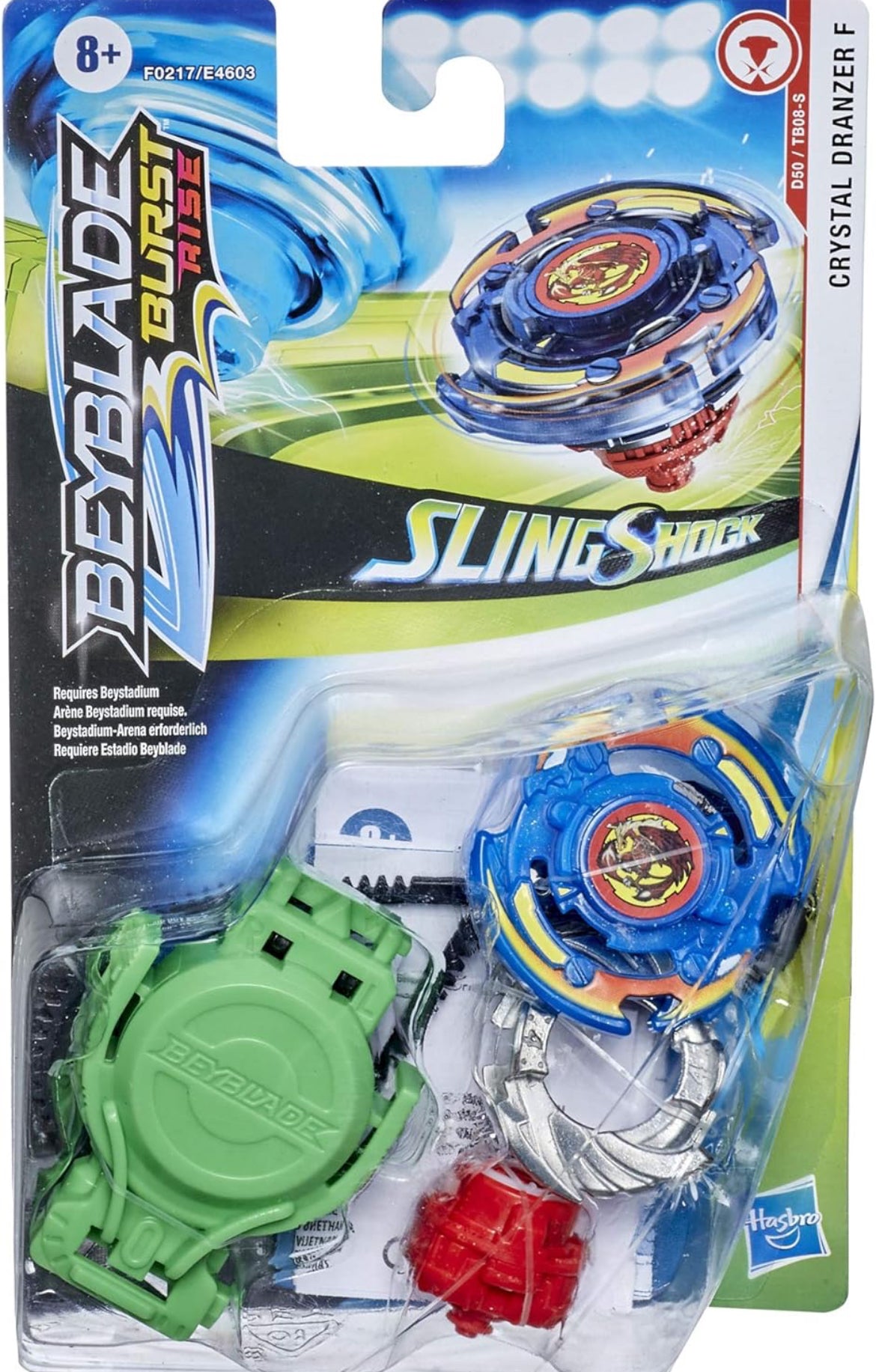 BEYBLADE Burst Rise Slingshock Crystal Dranzer F Starter Pack - Right-Spin Battling Top Toy and Right/Left-Spin Launcher, Ages 8 and Up