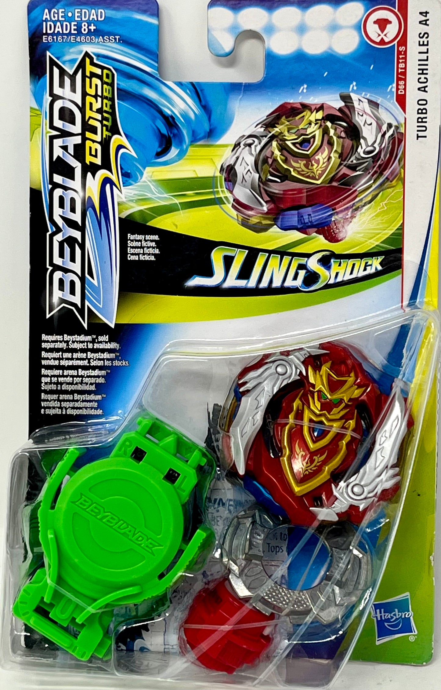 BEYBLADE Burst Turbo Slingshock Turbo Achilles A4 Starter Pack - Battling Top and Right/Left-Spin Launcher, Age 8+