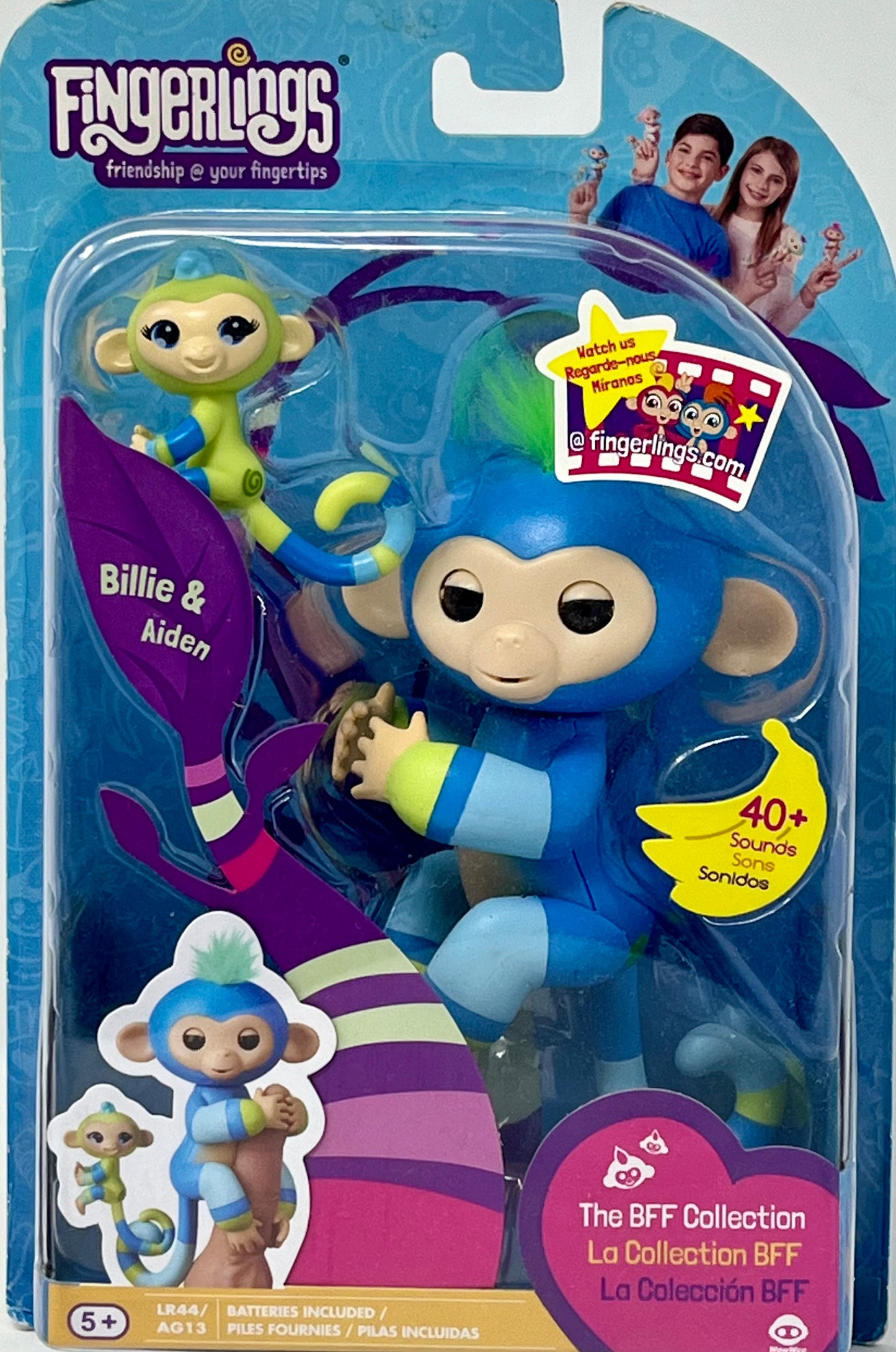 Fingerlings Toy BFF Collection Billie & Aiden Mini Baby Monkey Blue