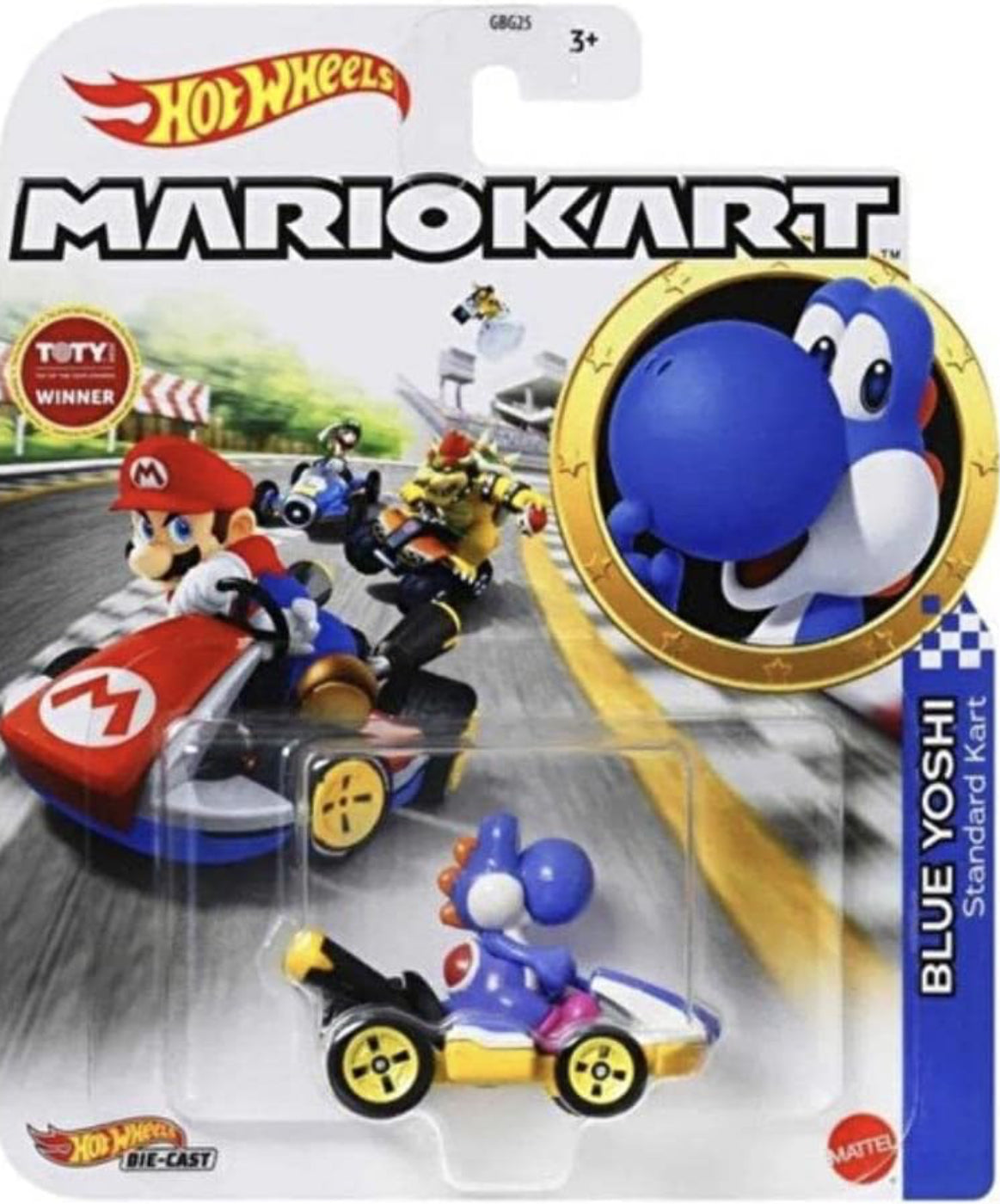 Hot Wheels Mario Kart Blue Yoshi Standard Kart
