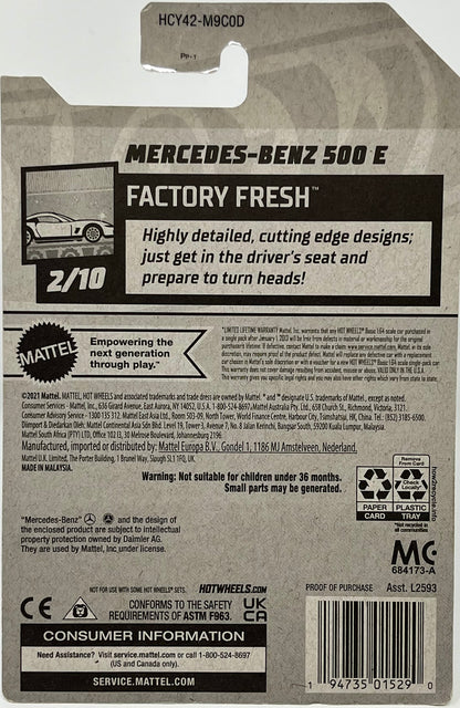 Hot Wheels Mercedes Benz 500 E (White) Factory Fresh 2/10 with Protector