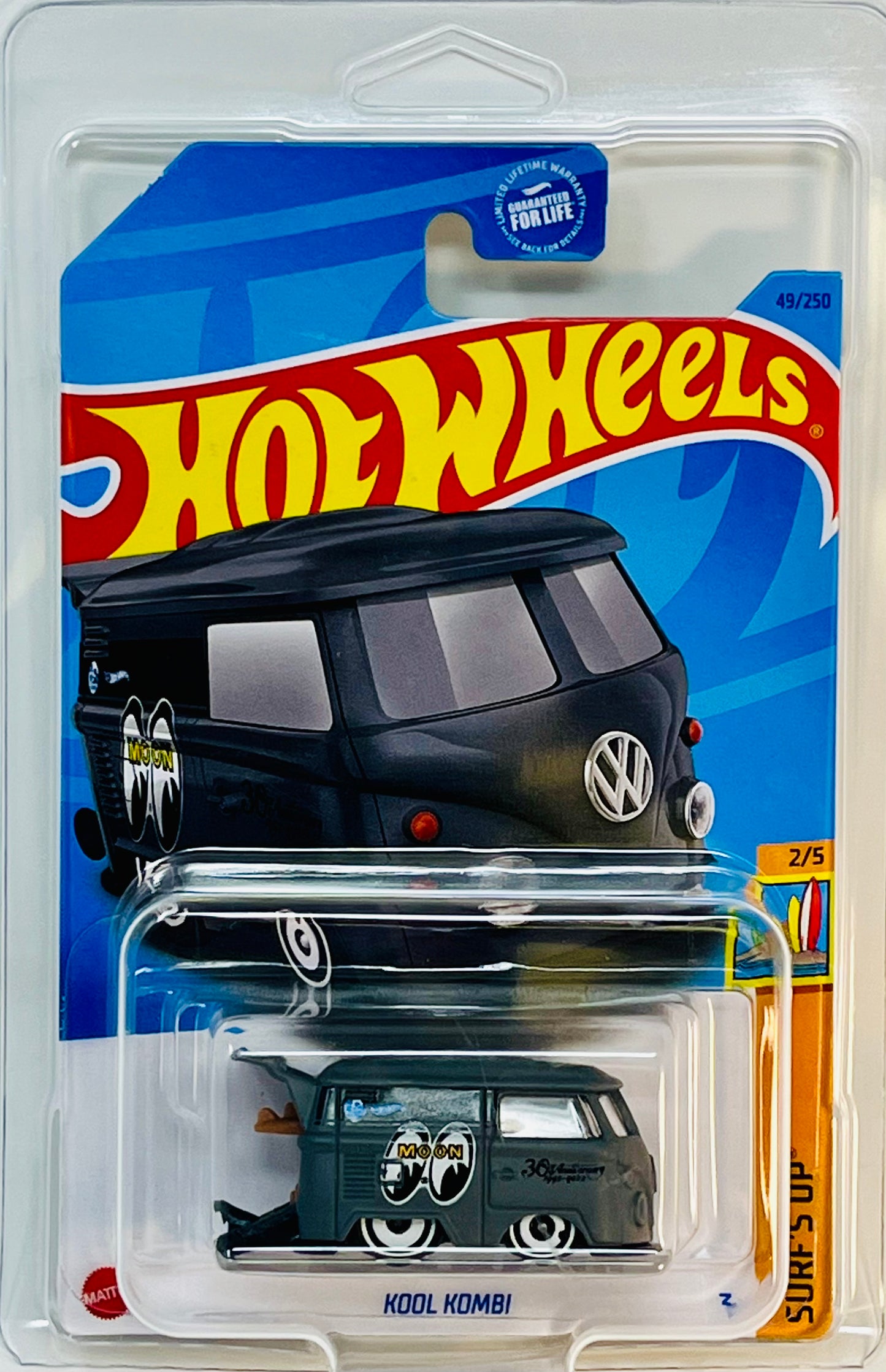 Hot Wheels Kool Kombi, Surf's Up (Gray) Moon Eyes with Protector