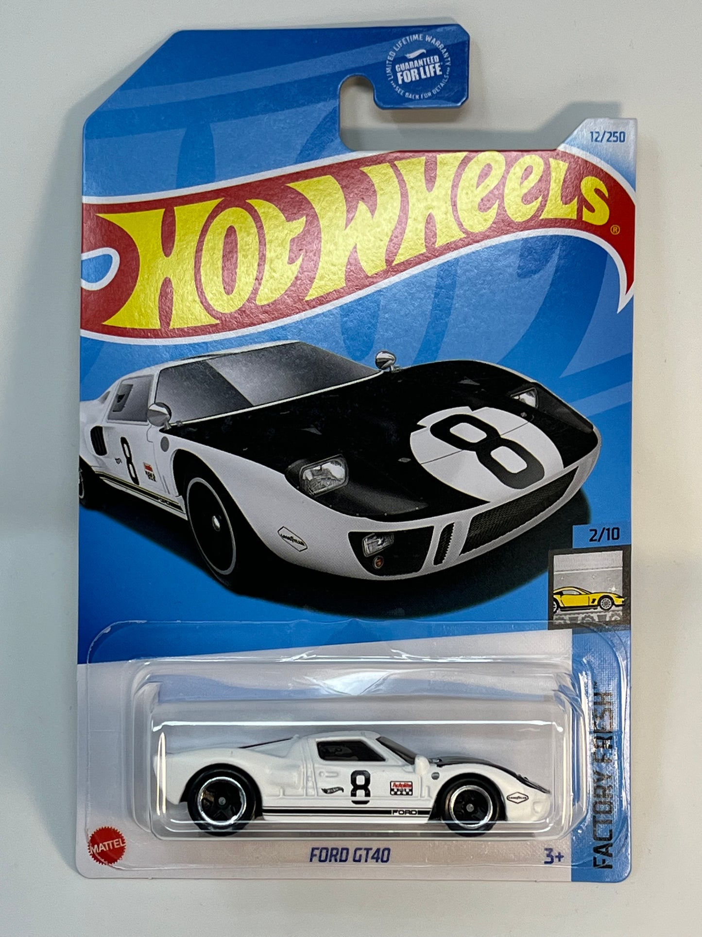 Hot Wheels Ford GT40 (White/Black) Factory Fresh with Protector
