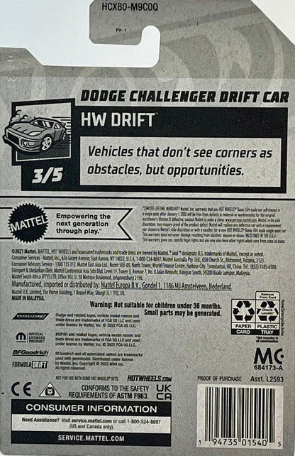 Hot Wheels Dodge Challenger Drift Car (RED) Drift with Protector