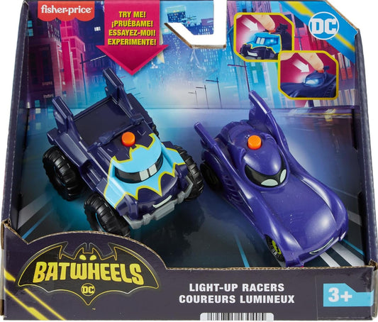 Fisher-Price DC Batwheels Light-Up 1:55 Scale Toy Cars 2-Pack, Bam The Batmobile and Buff, Preschool Pretend Play Ages 3+ Years