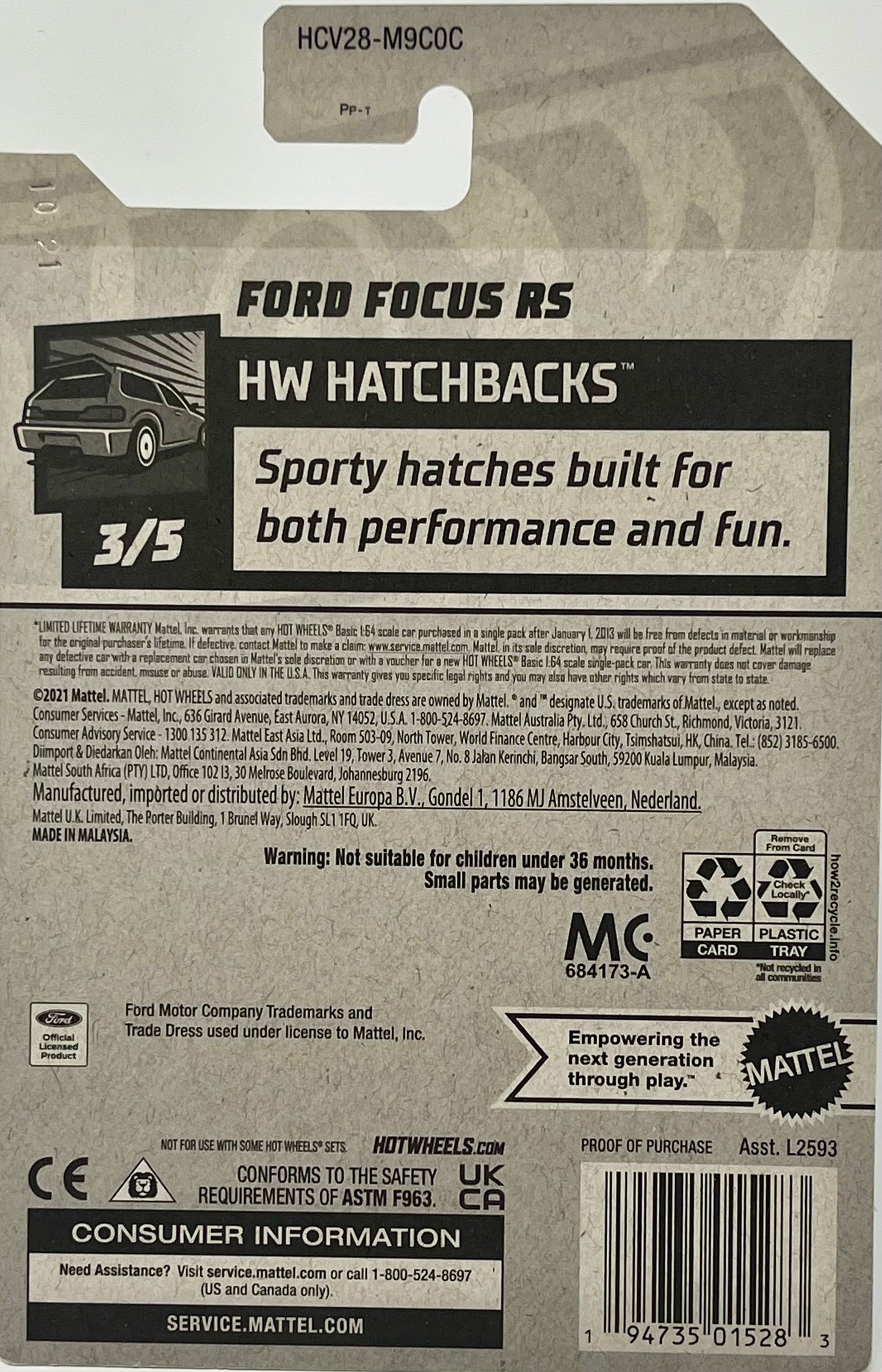 Hot Wheels Ford Focus RS (Blue) with Protector