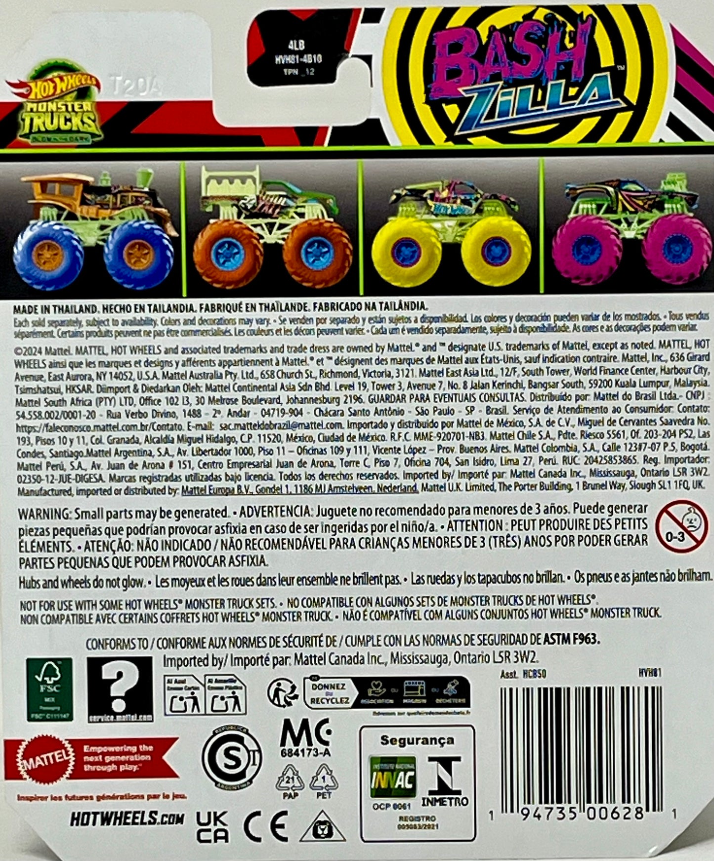 Hot Wheels Monster Truck Bash Zilla Glow In The Dark