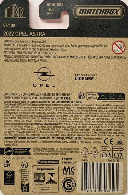 2024 Matchbox 2022 Opel Astra #87 Yellow 87/100