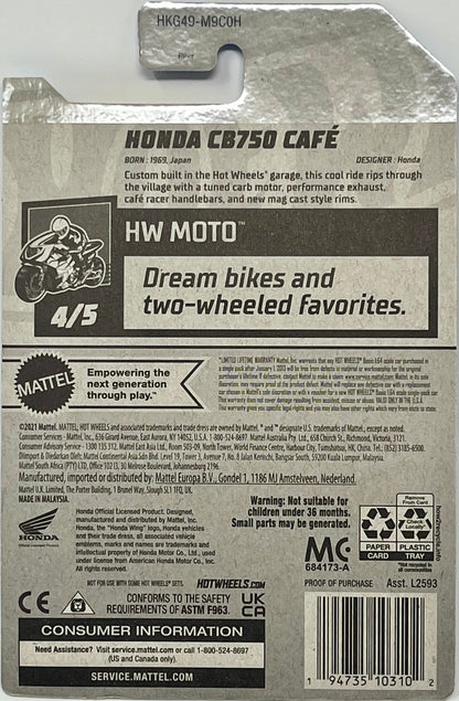 Hot Wheels Honda CB750 Cafe Blue seat with Protector