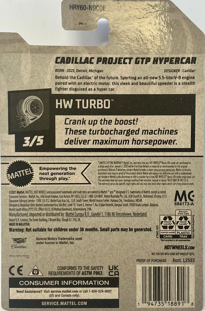 Hot Wheels Cadillac Project GTP Hypercar HW Turbo 3/5 1:64 Scale