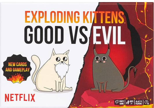 Exploding Kittens Good vs. Evil - 55 Cards Inspired by The Netflix Series - Elevate with New Characters - Funny Card Games for Adults and Kids, Easy to Learn Family Games - Ages 7 and Up