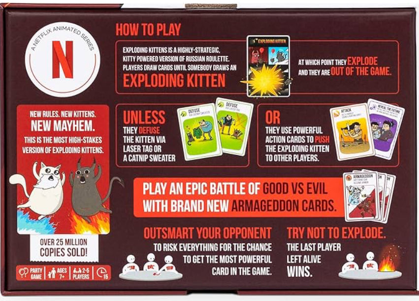Exploding Kittens Good vs. Evil - 55 Cards Inspired by The Netflix Series - Elevate with New Characters - Funny Card Games for Adults and Kids, Easy to Learn Family Games - Ages 7 and Up