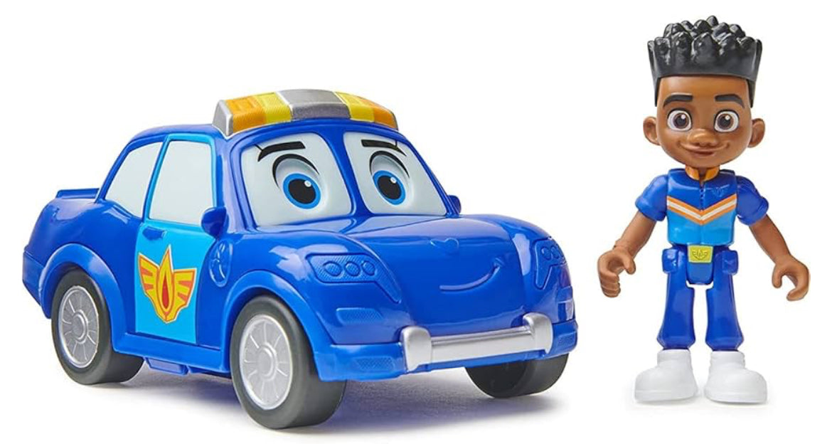 Disney Junior Firebuds, Jayden and Piston, Action Figure and Police Car Toy with Interactive Eye Movement, Kids Toys for Boys and Girls Ages 3 and up