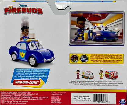 Disney Junior Firebuds, Jayden and Piston, Action Figure and Police Car Toy with Interactive Eye Movement, Kids Toys for Boys and Girls Ages 3 and up