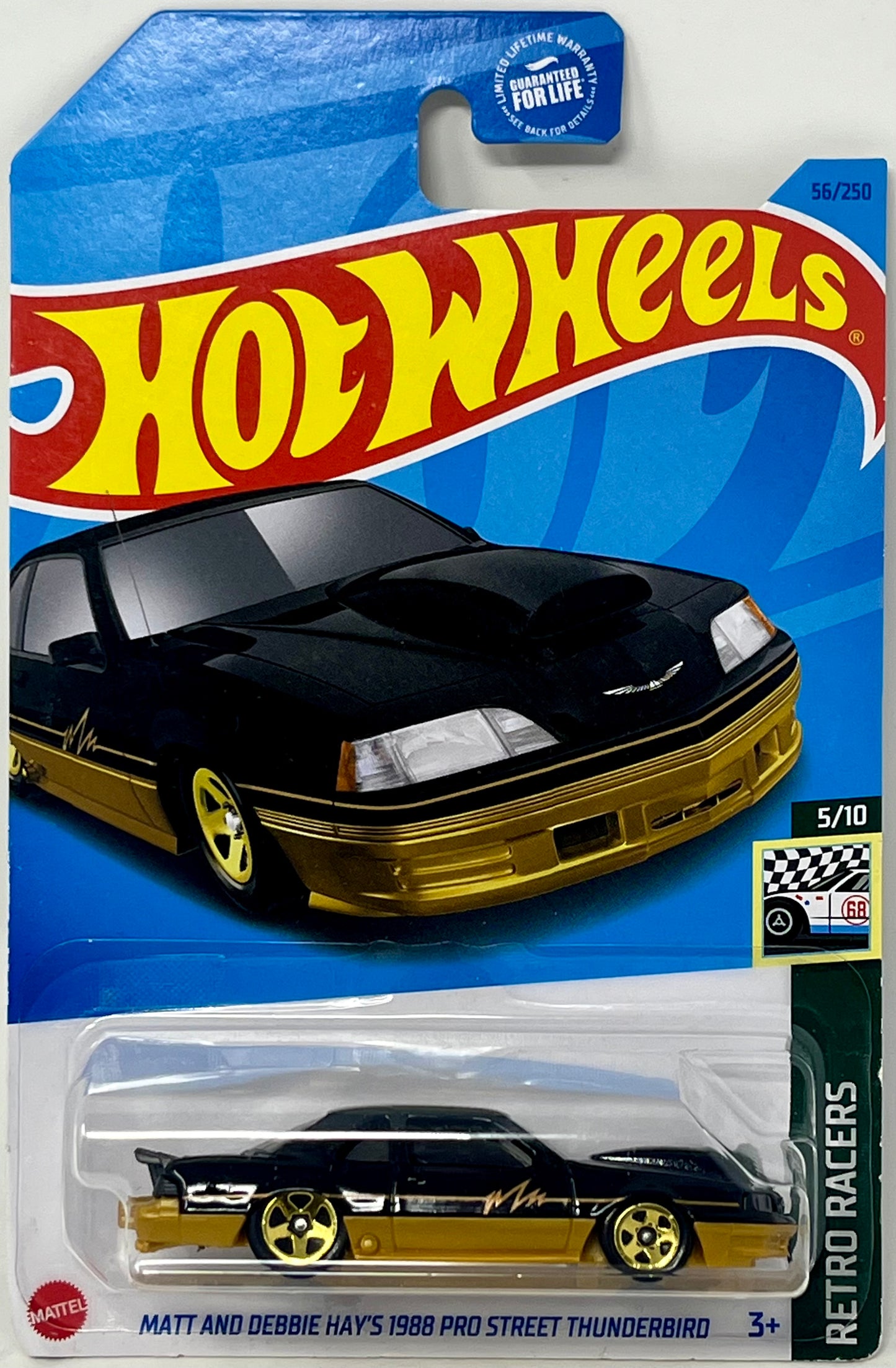 Hot Wheels Matt and Debbie Hay's 1988 Pro Street Thunerbird, Retro Racers 5/10 [Black/Gold] 56/250
